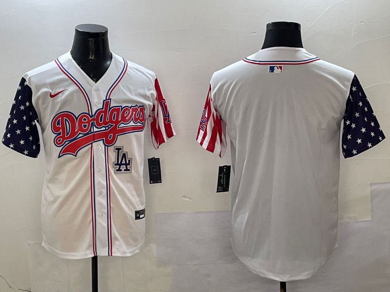 Men Los Angeles Dodgers Blank White a generation of national flags Joint name 2025 Nike MLB Jersey style 6